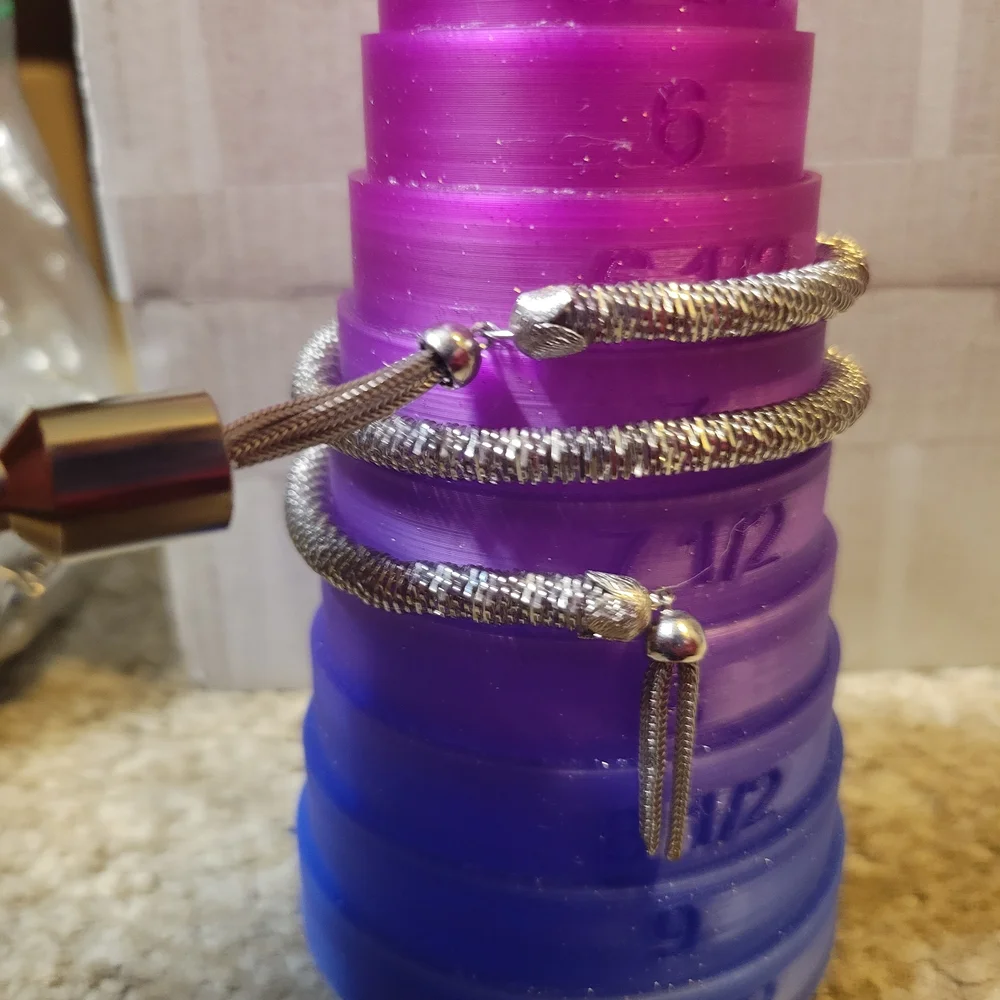 Adjustable Silver Tone Tassel Bracelet One Size Fits Most Memory Wire
